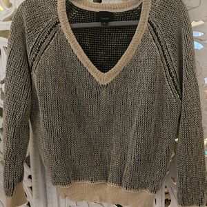 Lumiere Black and Cream V-Neck Sweater